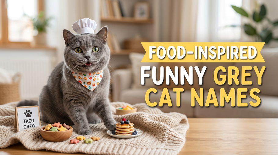 Food-Inspired Funny Grey Cat Names